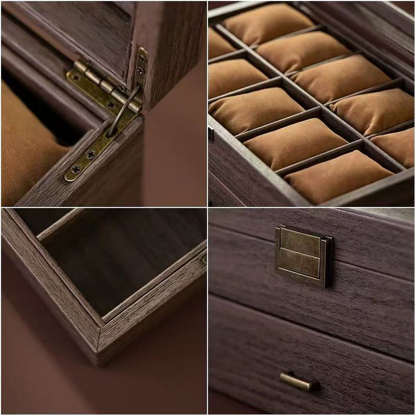 Personalized 12 Slots Watch Jewelry Box Organizer, 2-Layer PU Leather Watch Box Jewellery Storage Case with Glass Lid, Customized Watch Holder Display Storgae Case Gifts for Men Women