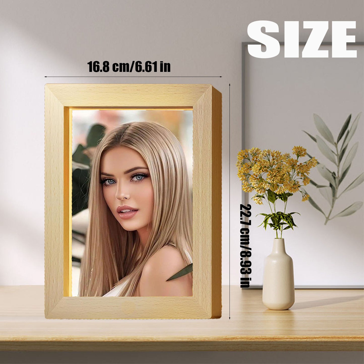 Personalised Picture Frames with Photos, Custom Photo Frame with Night Light, Personalized Picture Frame Mother's Day Anniversary Birthday Photo Gifts for Women Men Mom Dad Baby Kid Family