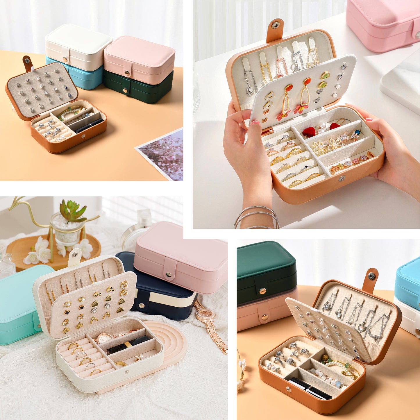 Personalised Travel Jewellery Box Small Jewelry Organiser Storage Case for Necklace Rings Bracelets Earrings, Custom PU Leather Jewellery Box Gifts for Women Girls