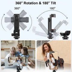 Phone Tripod Mount Holder Universal Smartphone Mount Adapter with 2 Cold Shoe Mounts for iPhone Samsung All Phones
