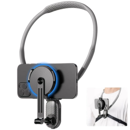 Magnetic Neck Mount POV Phone Holder for Video Recording Vlog Selfie Hands-free Phone Neck Holder Chest Mount for iPhone Android