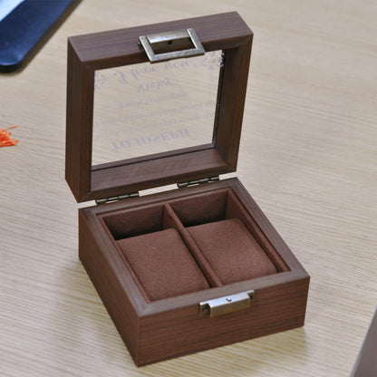 Personalized 2 Slots Wooden Watch Box Organizer, Custom Engraved Watch Display Storage Case with Glass Lid, Personalized Father's Day Anniversary Birthday Gifts for Men Women Her Him Mom Dad Friends
