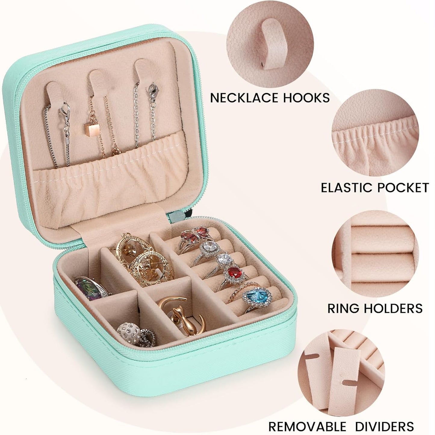 Personalised Travel Jewellery Box for Women Girls, PU Leather Small Jewelry Organiser Storage Case for Necklace Rings Bracelets Earrings