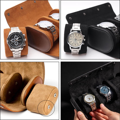 Personalized Watch Roll Travel Case Organizer, 2 Slots PU Leather Watch Display Storage Case, Personaized Father’s Day Mother’s Day Anniversary Birthday Gifts for Men Women Her Him Mom Dad Friends