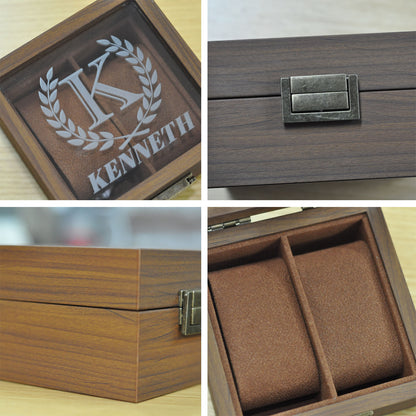 Personalized 1-Slot Wooden Watch Box Organizer, Custom Engraved Watch Display Storage Case with Glass Lid, Personalized Father's Day Anniversary Birthday Gifts for Men Women Her Him Mom Dad Friends
