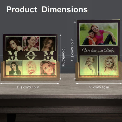 Customized Picture Frames with Photo, Personalized Photo Frame with Night Light, Personalized Mother's Day Anniversary Birthday Photo Gifts for Women Men Her Him Mom Dad Baby Kids Family