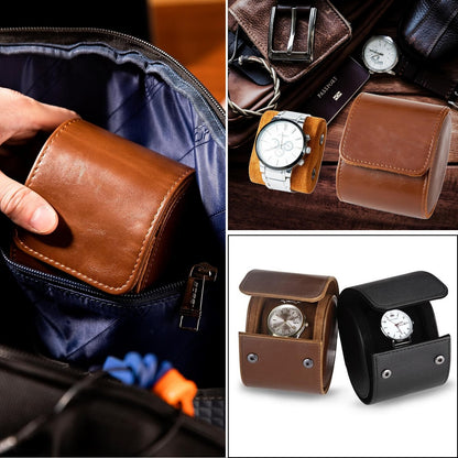 Personalized Watch Roll Travel Case Organizer, 1-Slot PU Leather Watch Display Storage Case, Personaized Father’s Day Mother’s Day Anniversary Birthday Gifts for Men Women Her Him Mom Dad Friends