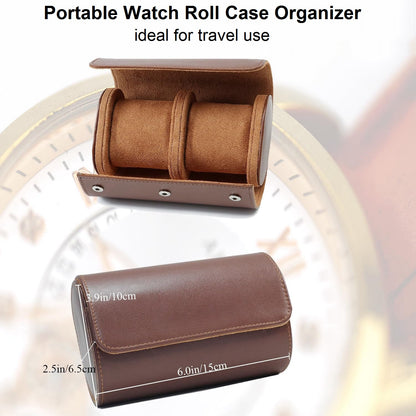 Personalized Watch Roll Travel Case Organizer, 2 Slots PU Leather Watch Display Storage Case, Personaized Father’s Day Mother’s Day Anniversary Birthday Gifts for Men Women Her Him Mom Dad Friends