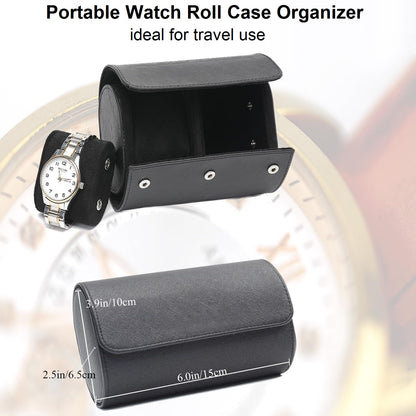 Personalized Watch Roll Travel Case Organizer, 2 Slots PU Leather Watch Display Storage Case, Personaized Father’s Day Mother’s Day Anniversary Birthday Gifts for Men Women Her Him Mom Dad Friends