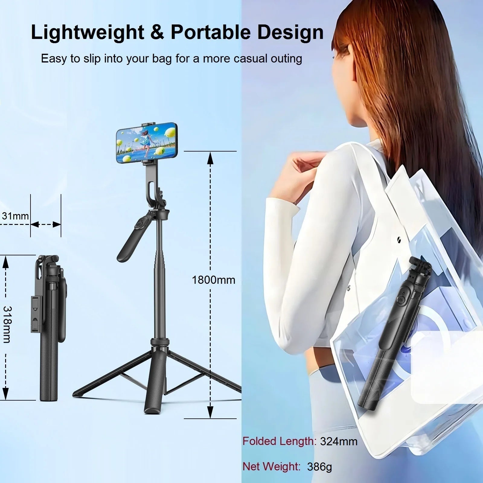 Selfie Stick Tripod Stand with Wireless Remote, 71" Extendable Phone Tripod for iPhone Samsung Huawei Xiaomi Gopro DSLR Camera