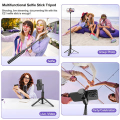 Selfie Stick with Tripod Stand and Remote, 52" Extendable Selfie Stick for iPhone 16 15 14 13 12 Pro Max Android Galaxy S24 S23