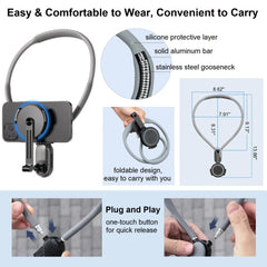 Magnetic Neck Mount POV Phone Holder for Video Recording Vlog Selfie Hands-free Phone Neck Holder Chest Mount for iPhone Android