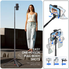 Automatic Tripod for iPhone Android, 70" Auto Open Selfie Stick Phone Tripod Stand with Magnetic Remote for Video Recording Vlog