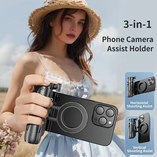 Magsafe Tripod Stand For Iphone Portable Pocket Size Selfie Stick With Rechargeable Remote Compatible With Android