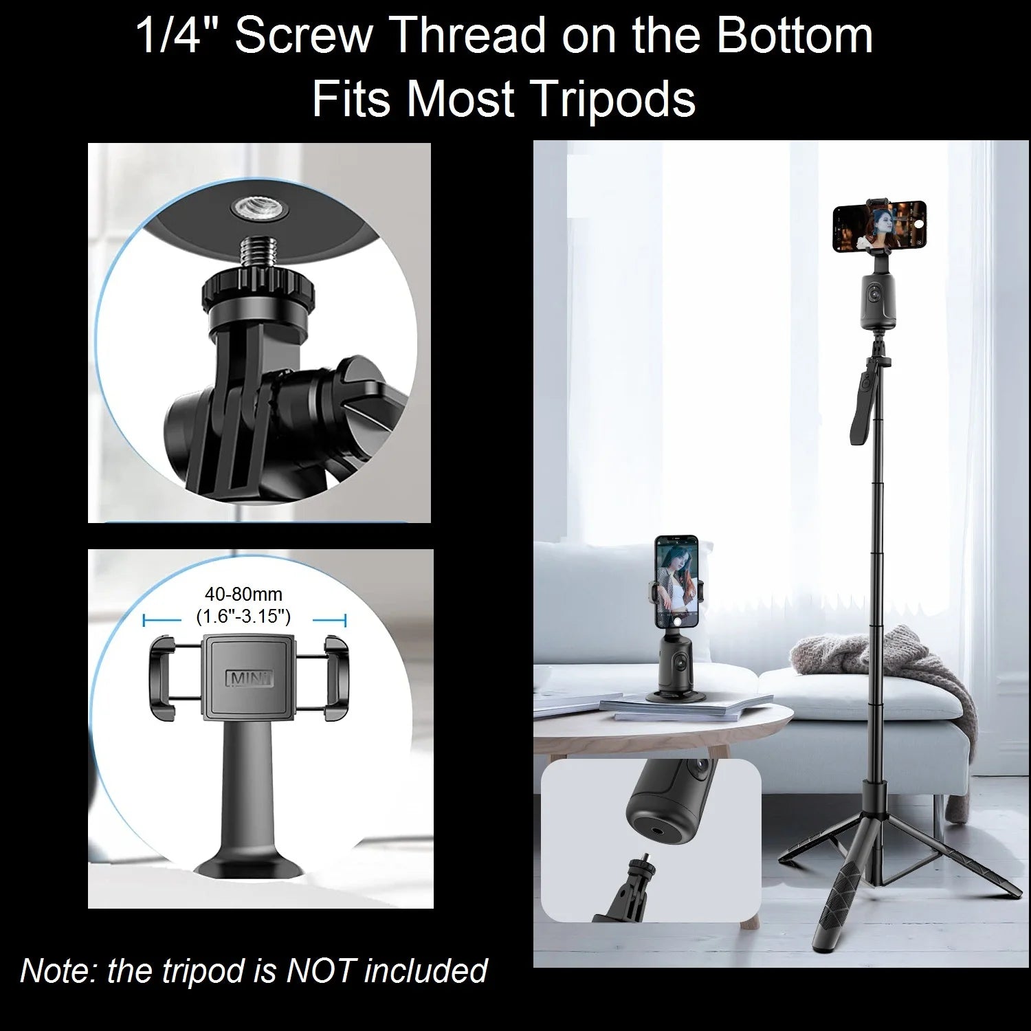 360 Rotation Gimbal Stabilizer, Follow-up Selfie Desktop Face Tracking Gimbal for Tiktok Smartphone Live,with Remote Shutter