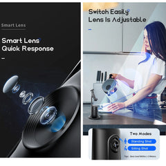 360 Rotation Gimbal Stabilizer, Follow-up Selfie Desktop Face Tracking Gimbal for Tiktok Smartphone Live,with Remote Shutter