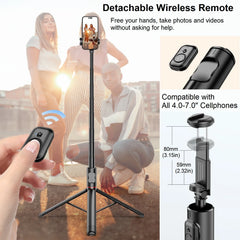 Portable 72 Inch Selfie Stick Tripod with Wireless Remote Cold Shoe,Stand for iPhone Mobile Phone Tiktok Live Streaming