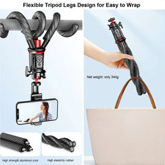 Flexible Phone Tripod Selfie Stick, Mini Camera Tripod Phone Holder with Cold Shoe Mount for iPhone Samsung Camera Video Vlogs
