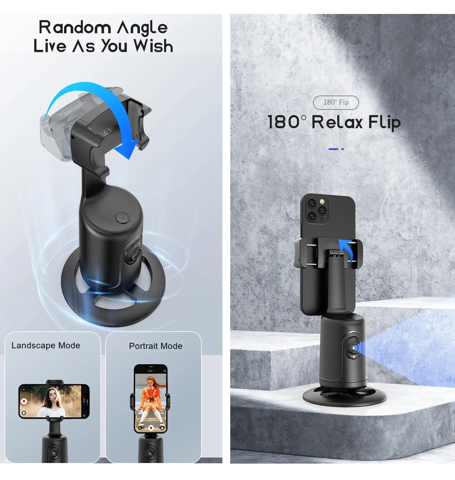 360 Rotation Gimbal Stabilizer, Follow-up Selfie Desktop Face Tracking Gimbal for Tiktok Smartphone Live,with Remote Shutter