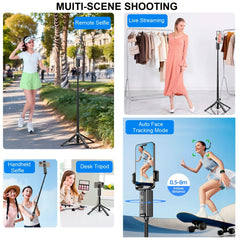 Auto Face Tracking Tripod 360° Rotation for iPhone Android, 59'' auto tracking phone holder Selfie Stick Tripod for Video Tiktok