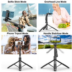 Selfie Stick Phone Tripod with Remote, 60" Extendable Tripod Stand for iPhone Android Camera 360° Rotation Overhead Tripod Stand