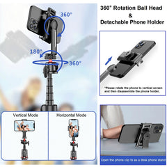Flexible Phone Tripod Selfie Stick, Mini Camera Tripod Phone Holder with Cold Shoe Mount for iPhone Samsung Camera Video Vlogs