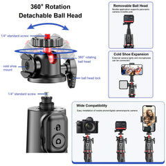 Flexible Phone Tripod Selfie Stick, Mini Camera Tripod Phone Holder with Cold Shoe Mount for iPhone Samsung Camera Video Vlogs