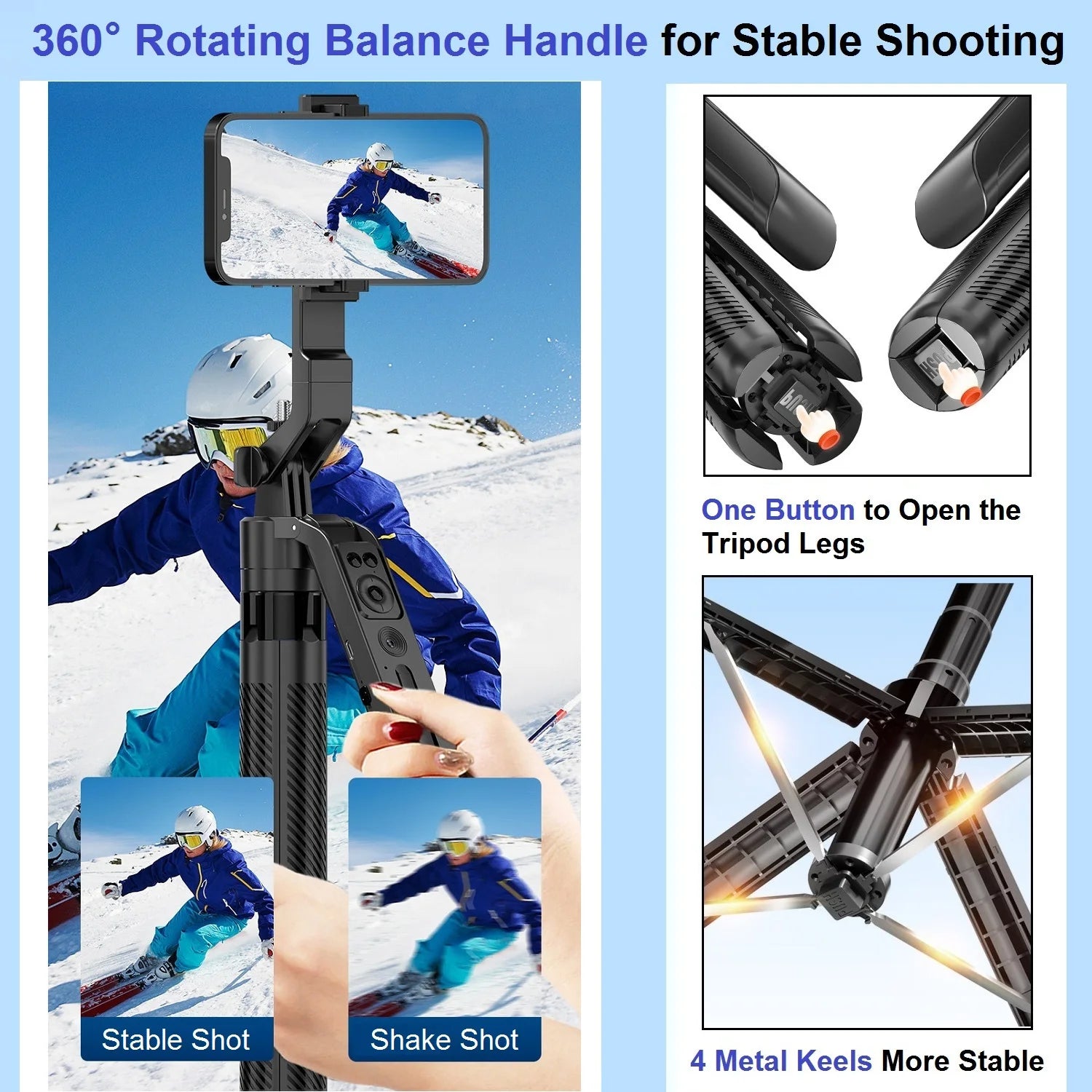 360° Smart Auto Face Tracking Gimbal Stabilizer Selfie Stick Tripod with Gesture Control for Camera Mobile Smartphone